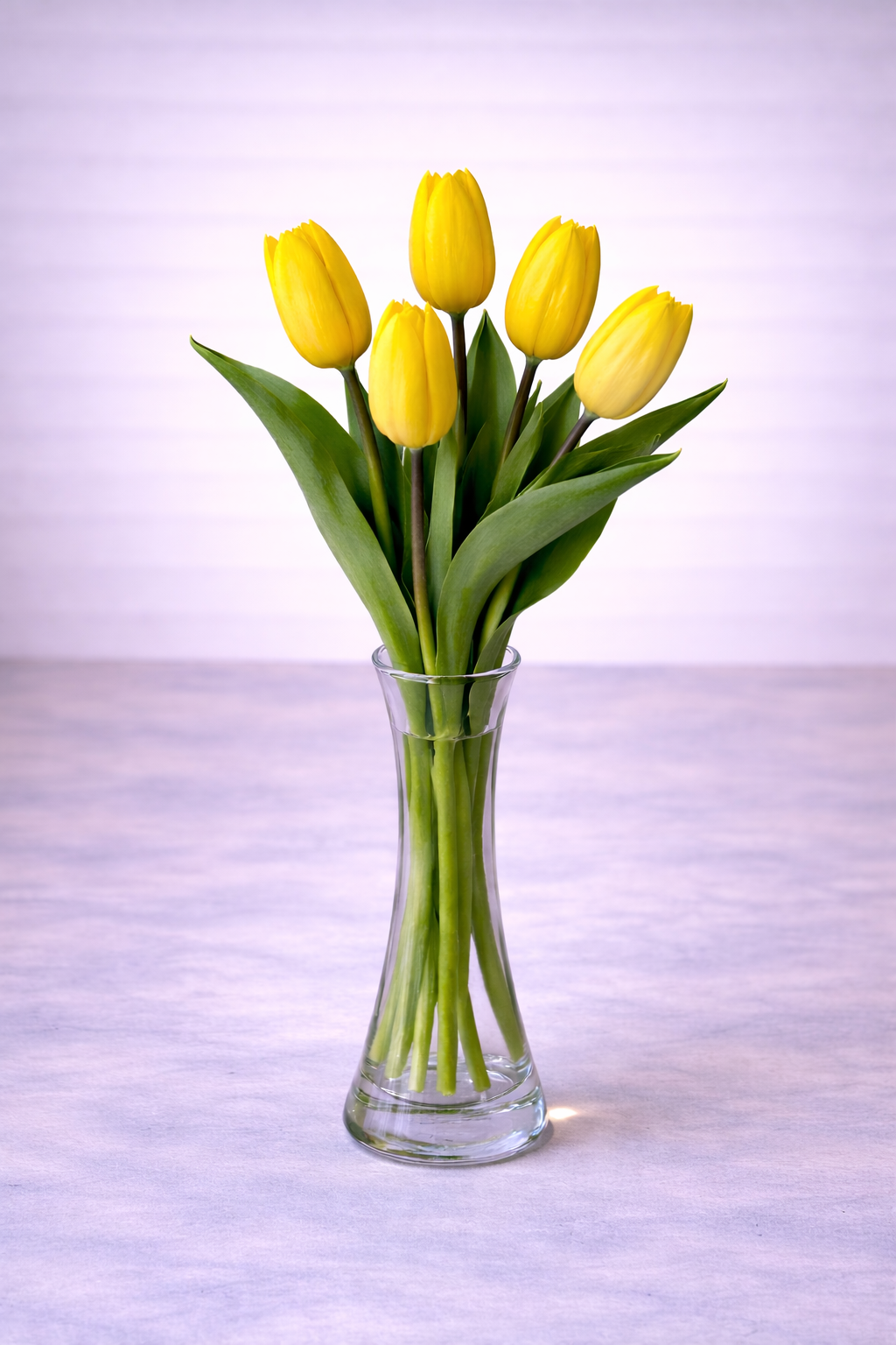 Florero de 5 tulipanes amarillos 